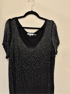 Calvin Klein Black Studded Scoop Neck Women's Top